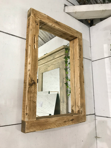 Chunky Frame Portrait rustic mirror - Dark Oak Finish Rustic Mirror