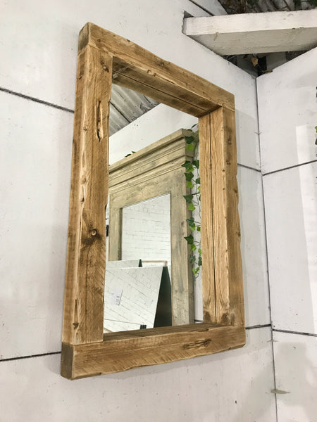Chunky Frame Portrait rustic mirror - Dark Oak Finish Rustic Mirror ...