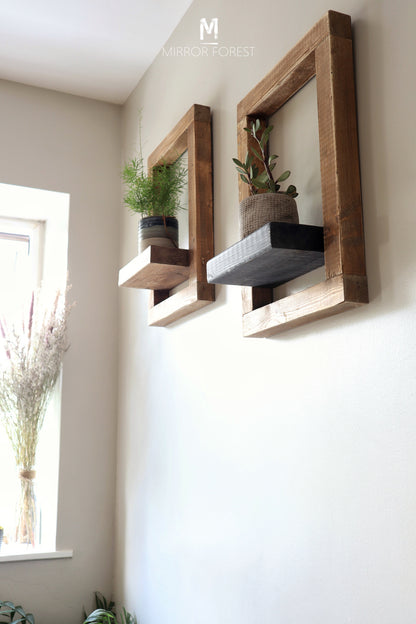 Framed Country House Rustic Shelf / Planter - Light Oak Rustic Finish