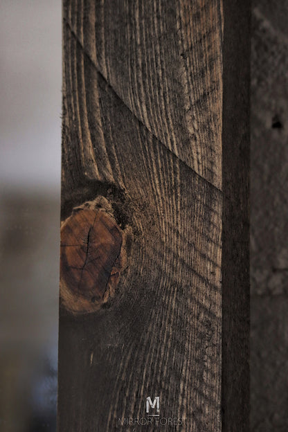 Silver Portree Portrait Distressed Mirror - Grey Rustic oak dressing mirror