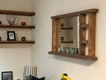 Single Sided Multi Shelf Farmhouse Frame Rustic Mirror - Available in Multiple Sizes & Oak Finishes