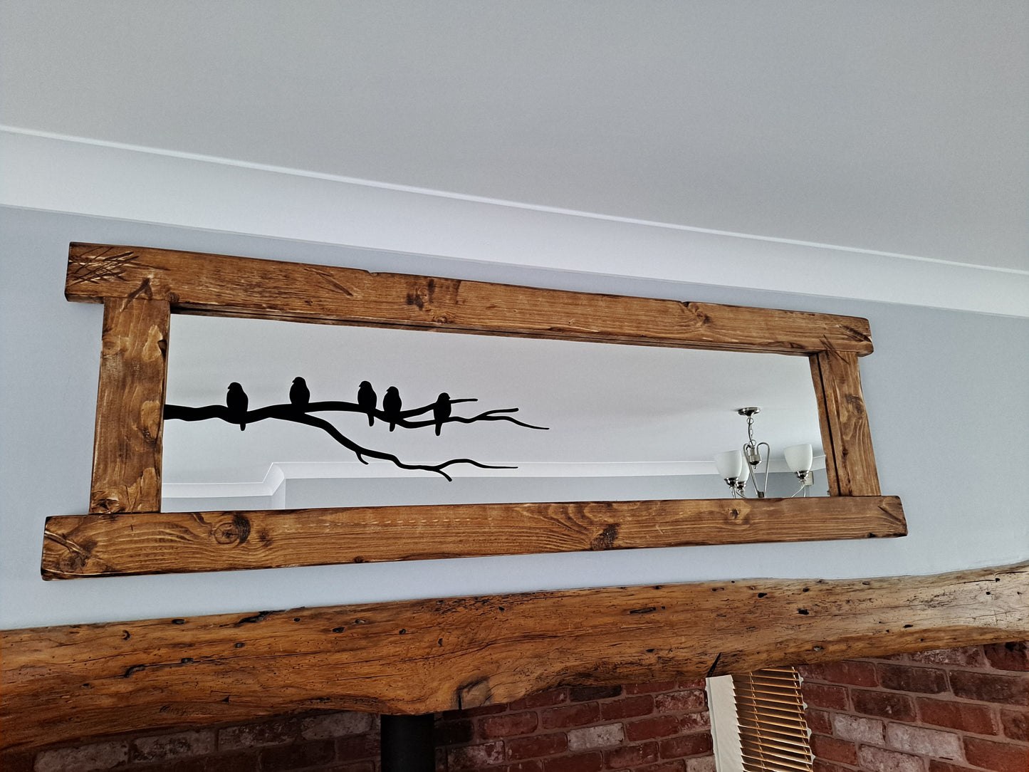 Overhang Flat Framed Landscape Rustic Wood Mirror  - Available in multiple sizes & finishes