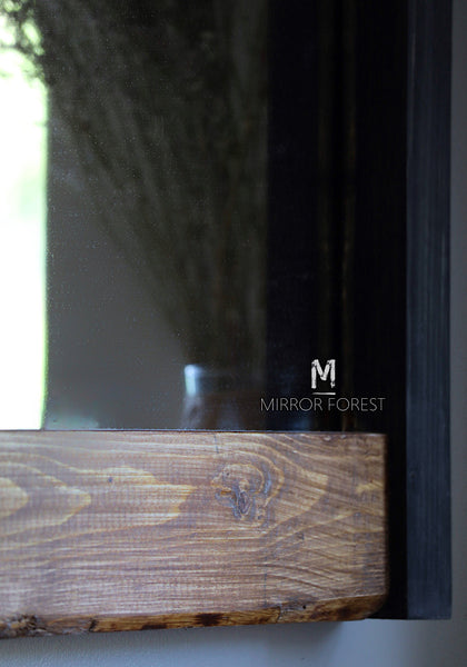 Shadow Frame Portrait rustic / modern mirror - shadow and Medium Oak Finish Rustic Mirror