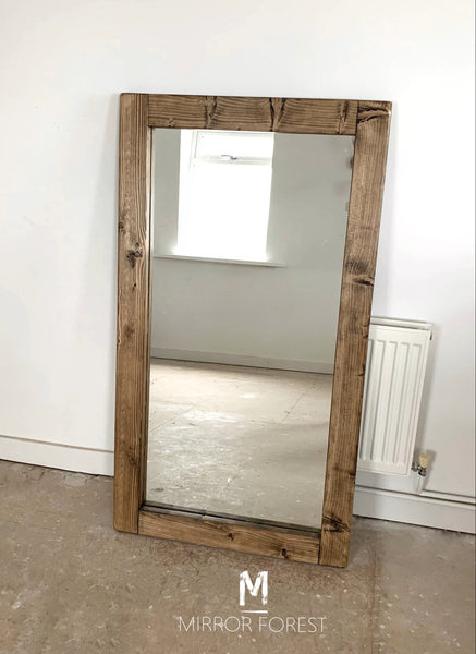 Flat Frame Country House - Oak Finish Rustic Mirror - available in multiple finishes & sizes