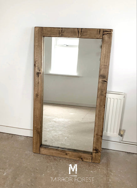 Flat Frame Country House - Light Oak Finish Rustic Mirror