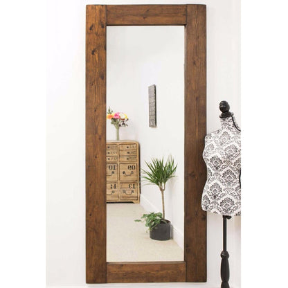 Portrait Hang / Freestanding - Dark Oak Finish Rustic Mirror