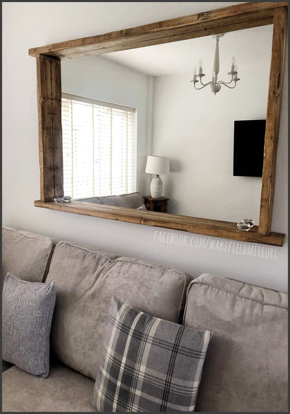 Overhang Country House Tealight Shelf Mirror - Available in Multiple sizes & Oak Finishes