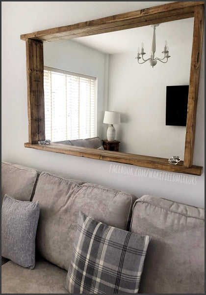Overhang Country House Tealight Shelf Mirror - Rustic Medium Oak