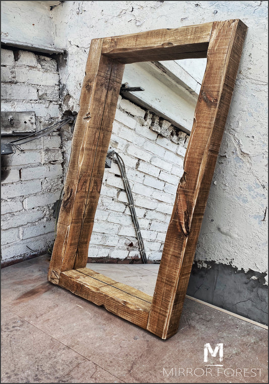 Handcrafted Chunky Frame Rustic Mirror – Available in Multiple Finishes