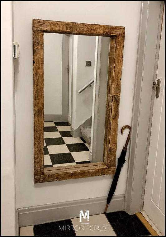 Handcrafted Chunky Frame Portrait Rustic Mirror – Available in Multiple Finishes