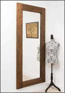Portrait Hang / Freestanding - Dark Oak Finish Rustic Mirror